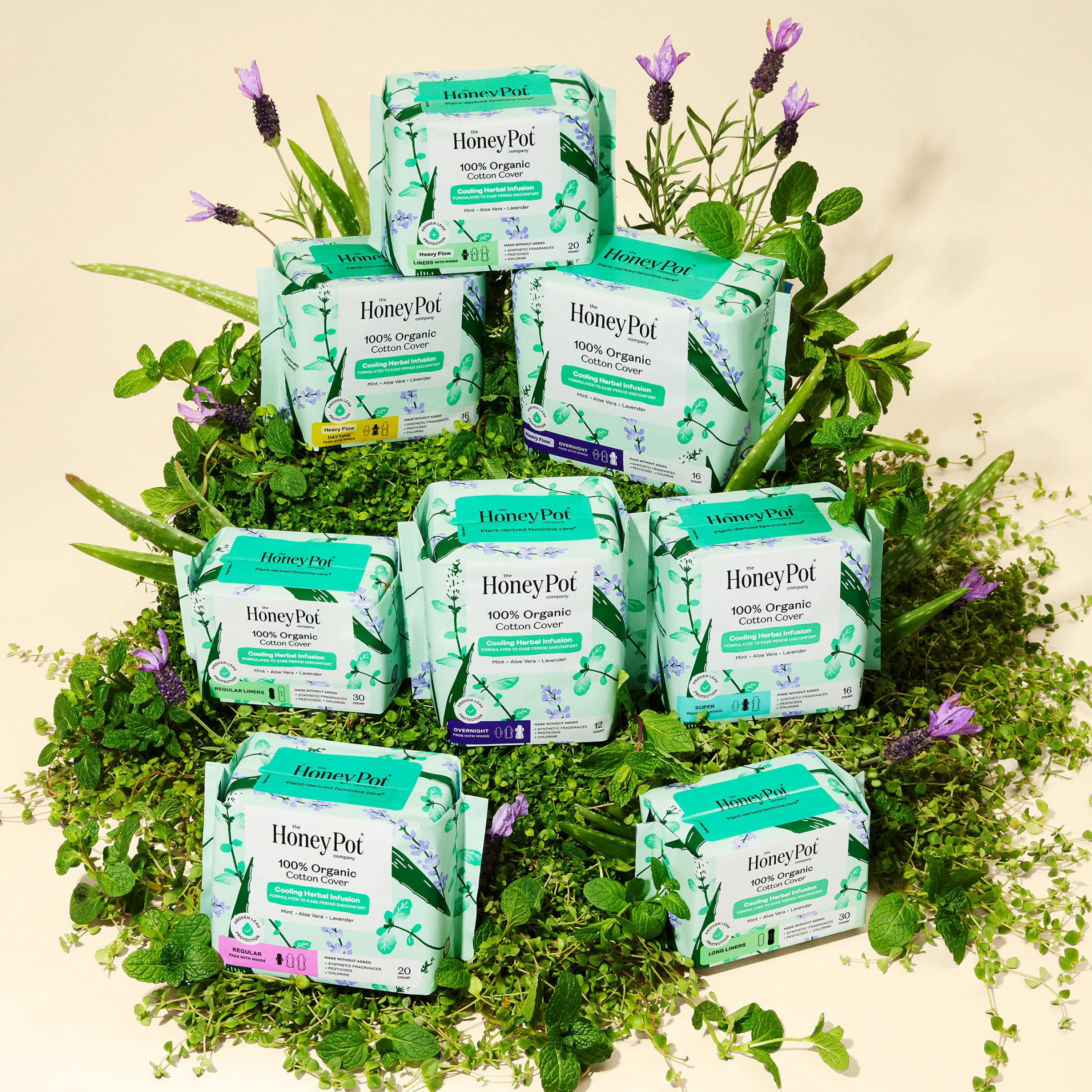 Organic Cotton Cover Cooling Herbal Infusion Heavy Flow Daytime Pads - Image 4